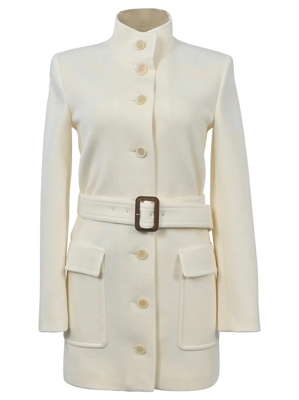 Saint Laurent ivory Belted wool Coat